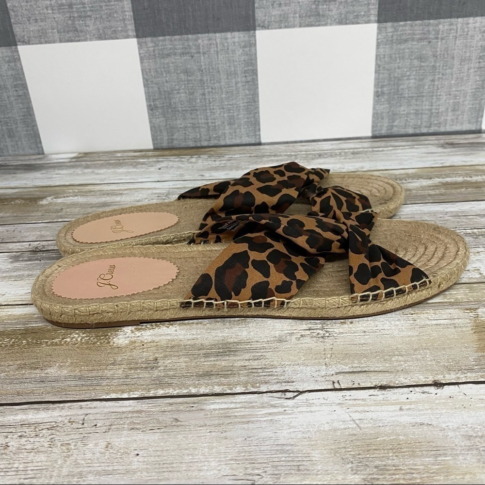 J.Crew Twisted Knot Espadrille Leopard Slide Sandal - Picture 4 of 12